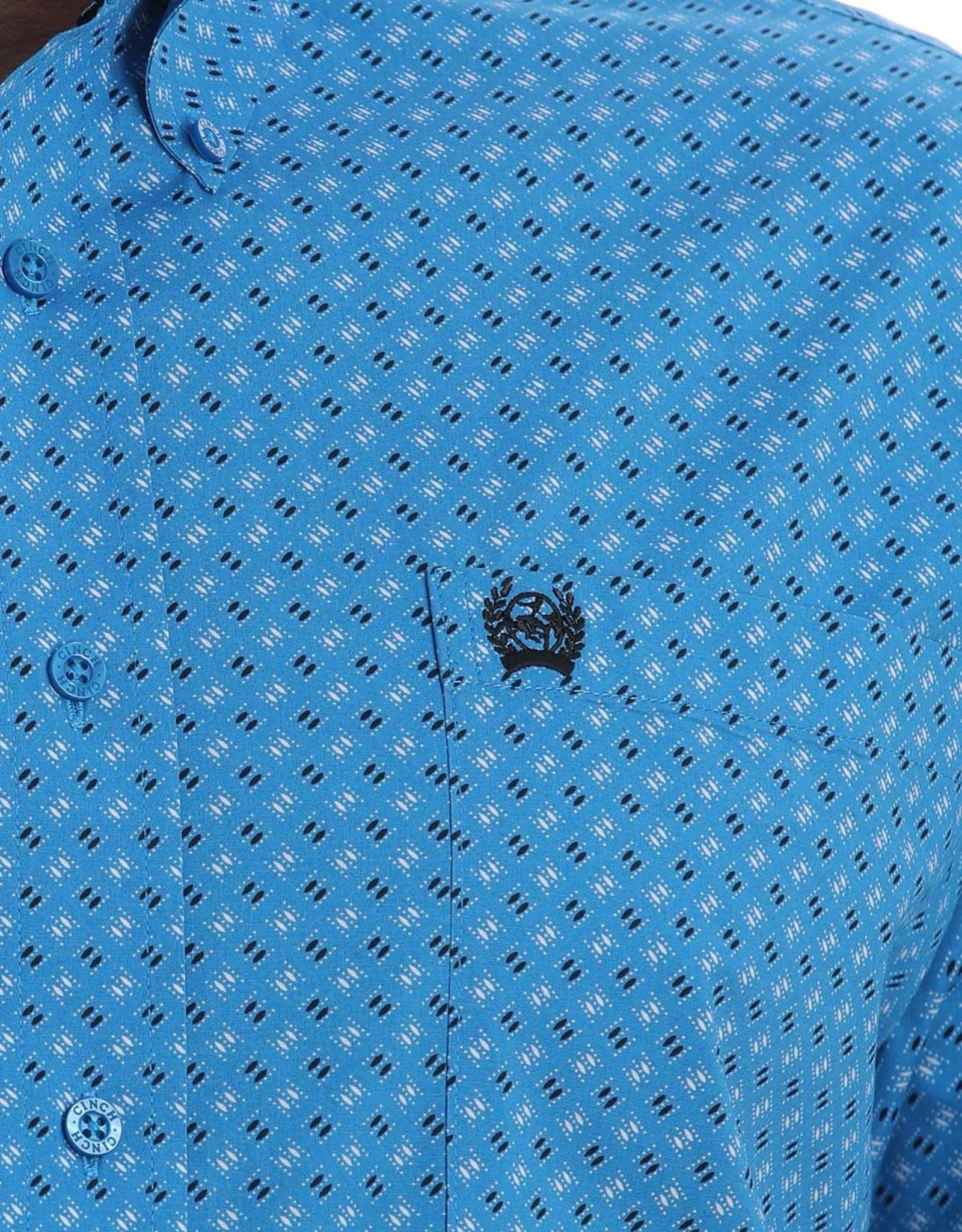 Cinch Mens Cinch Classic Light Blue Black Print Long Sleeve Button Western Shirt