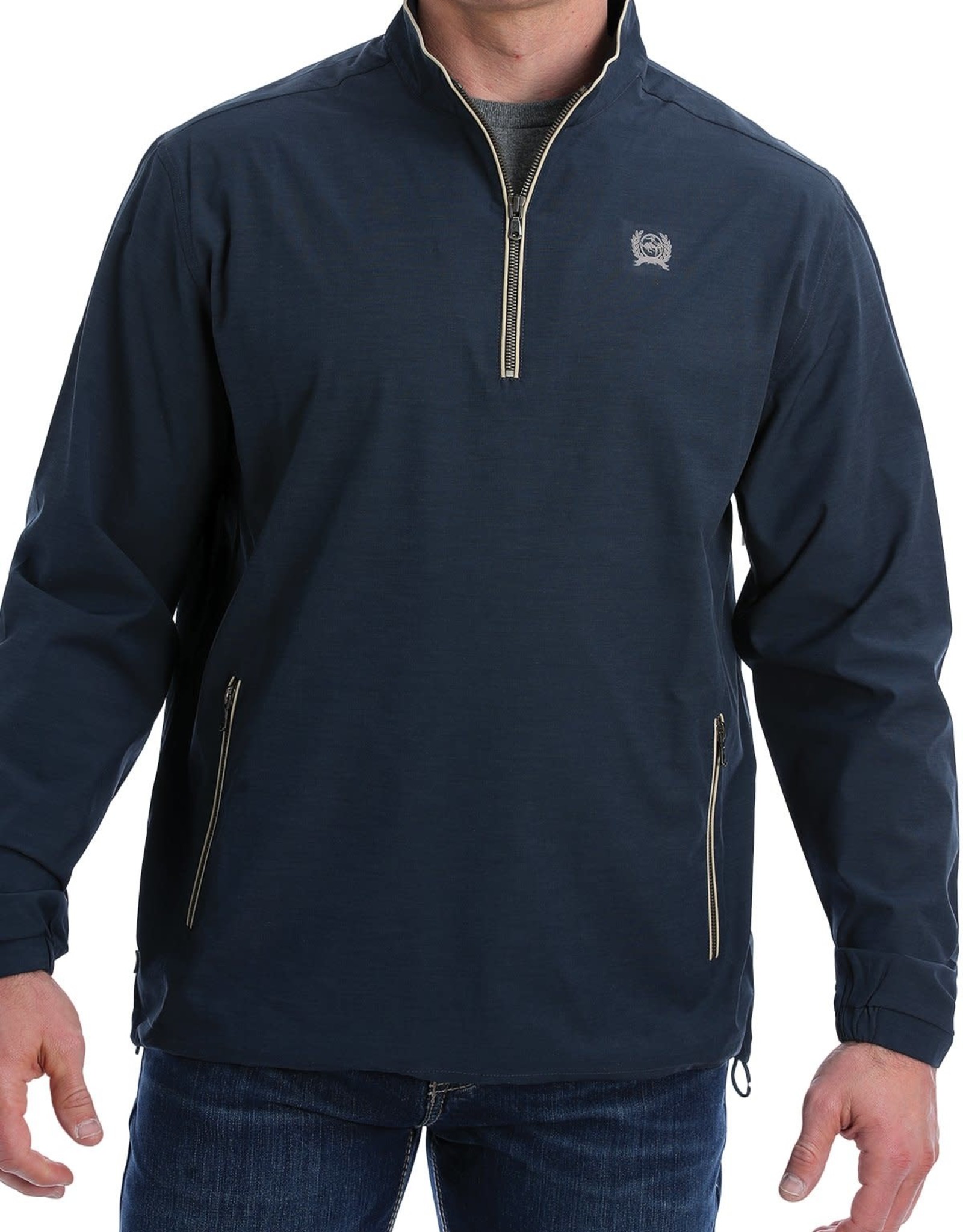 Cinch Mens Cinch Light Weight Quarter Zip Navy Tan Pullover