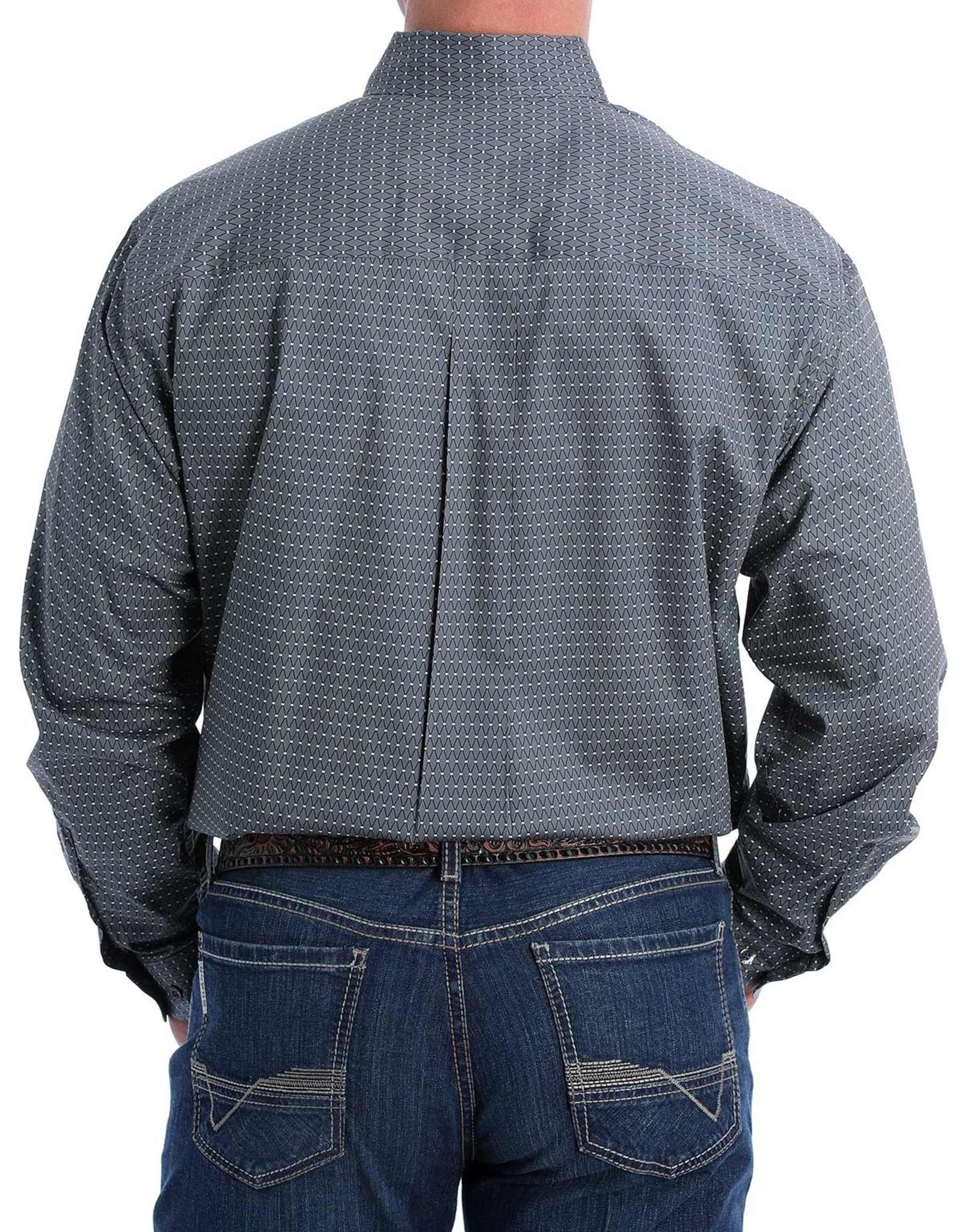 Cinch Mens Cinch Stretch Long Sleeve Button Charcoal Grey Black Teal Geo Print