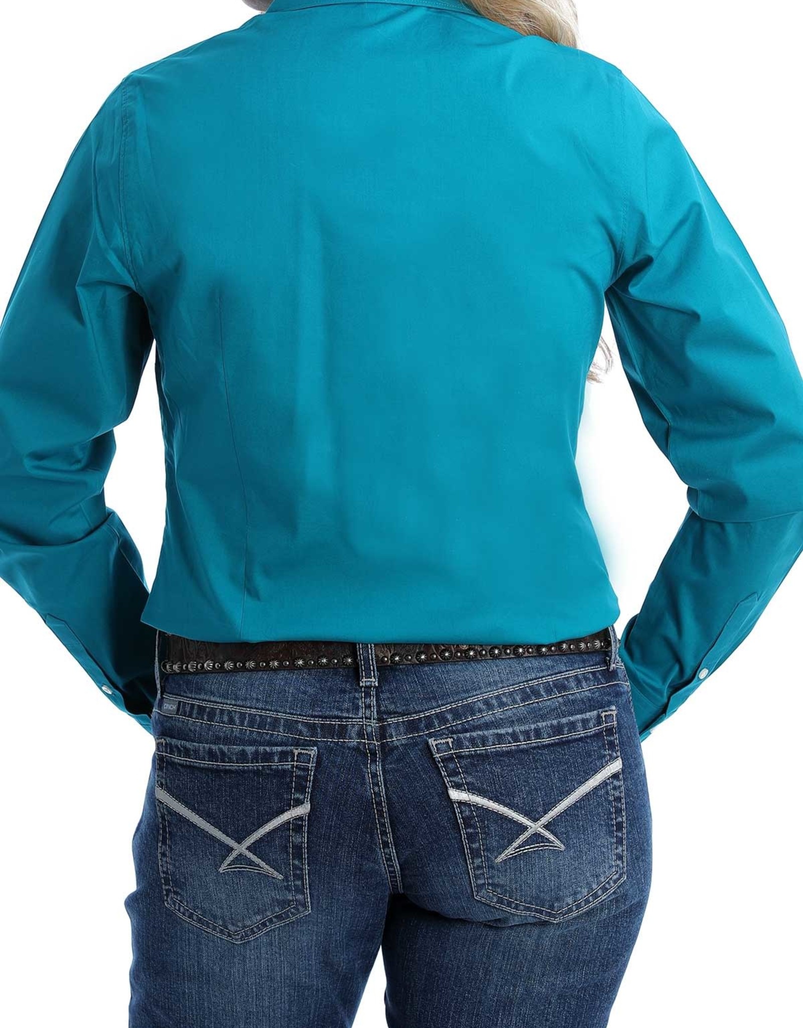 Cinch Womens Cinch Long Sleeve Solid Teal Button Down Western Shirt
