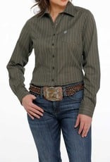 Cinch Cinch Womens Olive Dot Print Long Sleeve Button Down Western Shirt