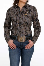 Cinch Cinch Womens Black Purple Mustard Paisley Print Long Sleeve Snap Western Shirt