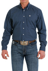 Cinch Mens Cinch Long Sleeve Stretch Blue Star Western Print Button Shirt