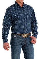 Cinch Mens Cinch Long Sleeve Stretch Blue Star Western Print Button Shirt