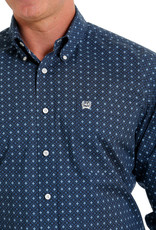 Cinch Mens Cinch Long Sleeve Stretch Blue Star Western Print Button Shirt