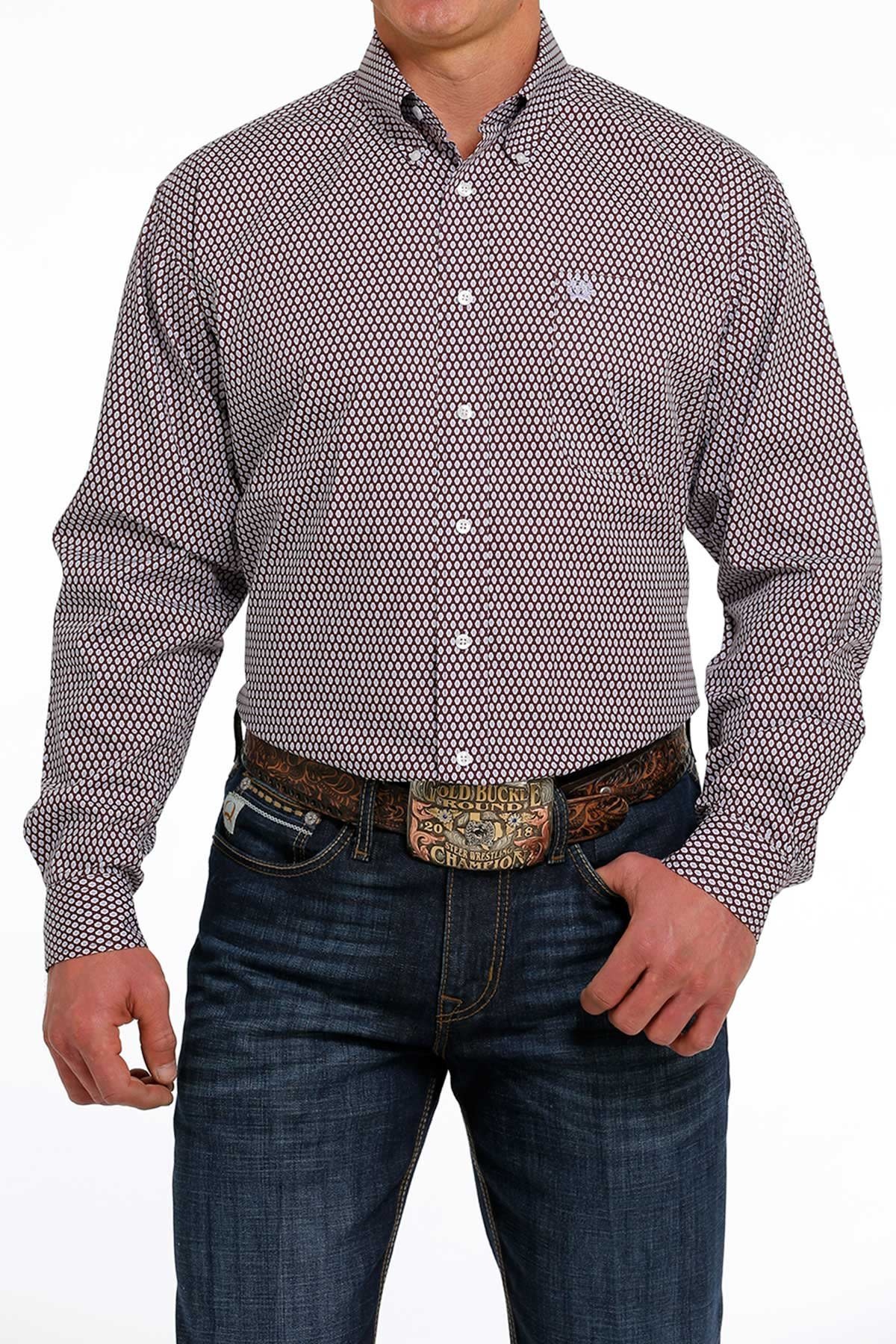 Mens Cinch Long Sleeve Purple Plum Print Western Button Shirt ...