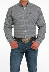 Cinch Mens Cinch Grey White Geometric Print Long Sleeve Western Button Shirt