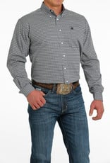 Cinch Mens Cinch Grey White Geometric Print Long Sleeve Western Button Shirt