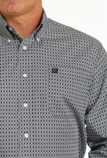 Cinch Mens Cinch Grey White Geometric Print Long Sleeve Western Button Shirt