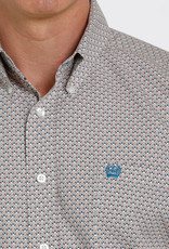 Cinch Mens Cinch Long Sleeve Khaki Teal Print Western Button Shirt
