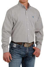 Cinch Mens Cinch Long Sleeve Khaki Teal Print Western Button Shirt