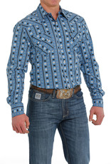 Cinch Mens Cinch Modern Fit Blue Aztec Western Snap Long Sleeve Shirt