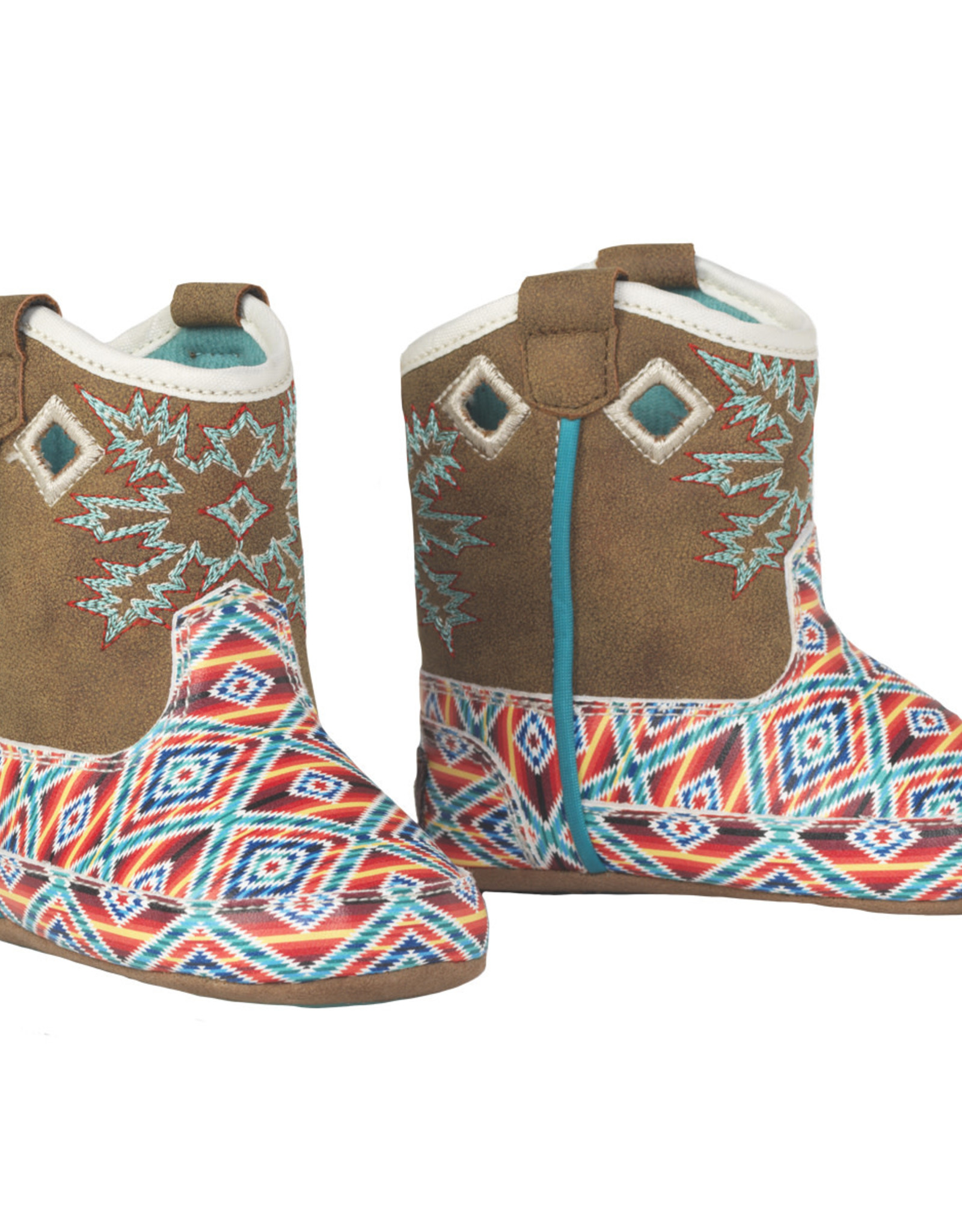 Brynlee Red Blue Aztec Baby Buckers Twister Infant Cowboy Boot