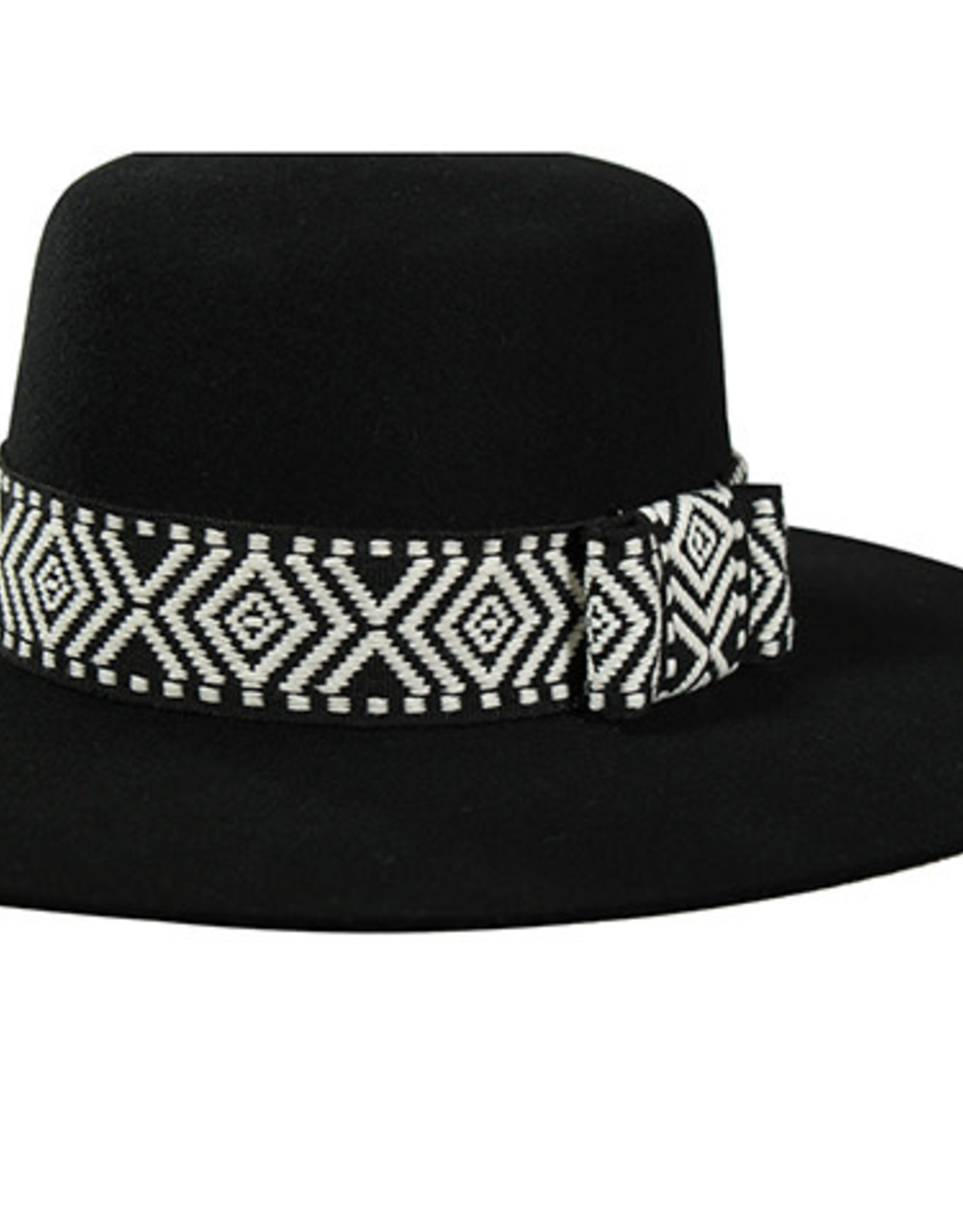 Black and White 1 1/2 inch Wide Fabric X Pattern Hatband
