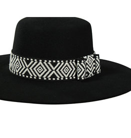 Black and White 1 1/2 inch Wide Fabric X Pattern Hatband