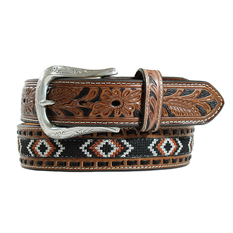 LANDS END Leather Belt Southwestern Western Boho Aztec Cowgirl Rodeo Festival 28 Lands main image 2