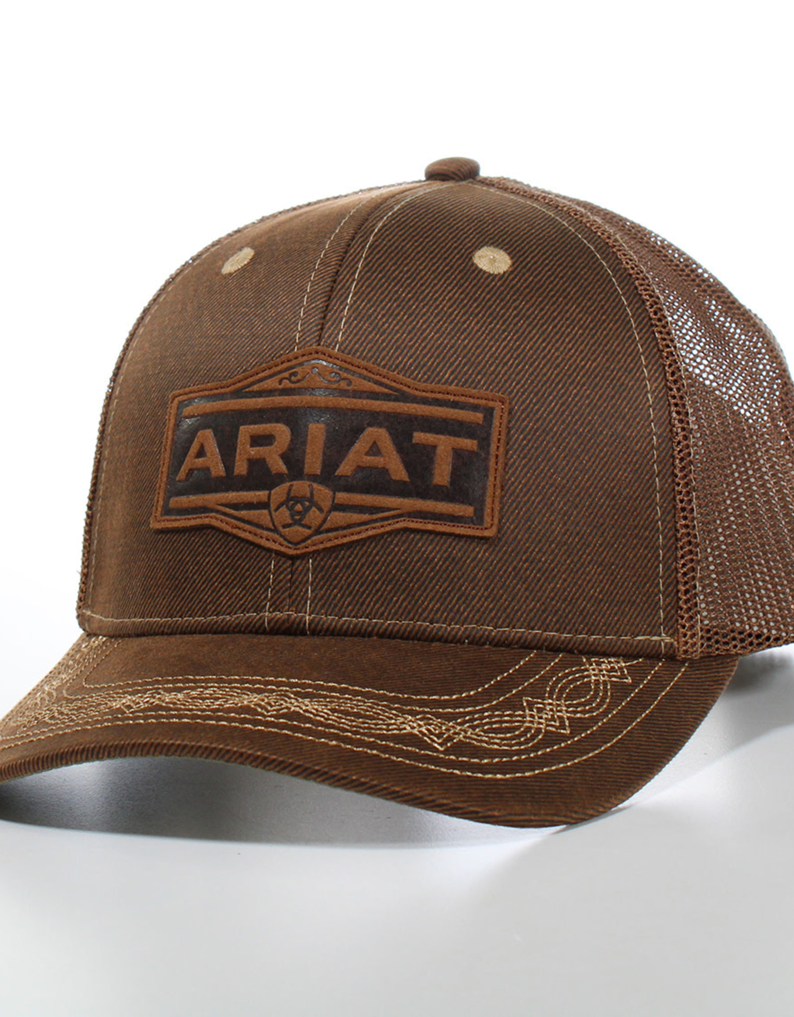 Ariat Men's Ariat  Brown Vintage Logo Patch Snapback Mesh Baseball Cap