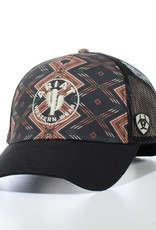 Ariat Womens Ariat Black Aztec Print With Cactus Embroidered Logo Snapback Mesh Baseball Cap
