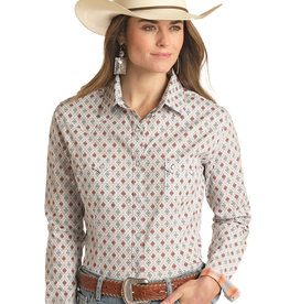 Womens Panhandle White Rust Medallion Western Snap Shirt