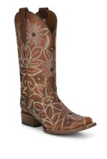 Ladies Circle G Saddle Tan Floral Embroidered Western Cowboy Boot