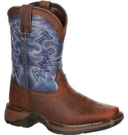 Durango Lil Rebel Durango Youth Kids Western Brown Blue Square Toe Cowboy Boots