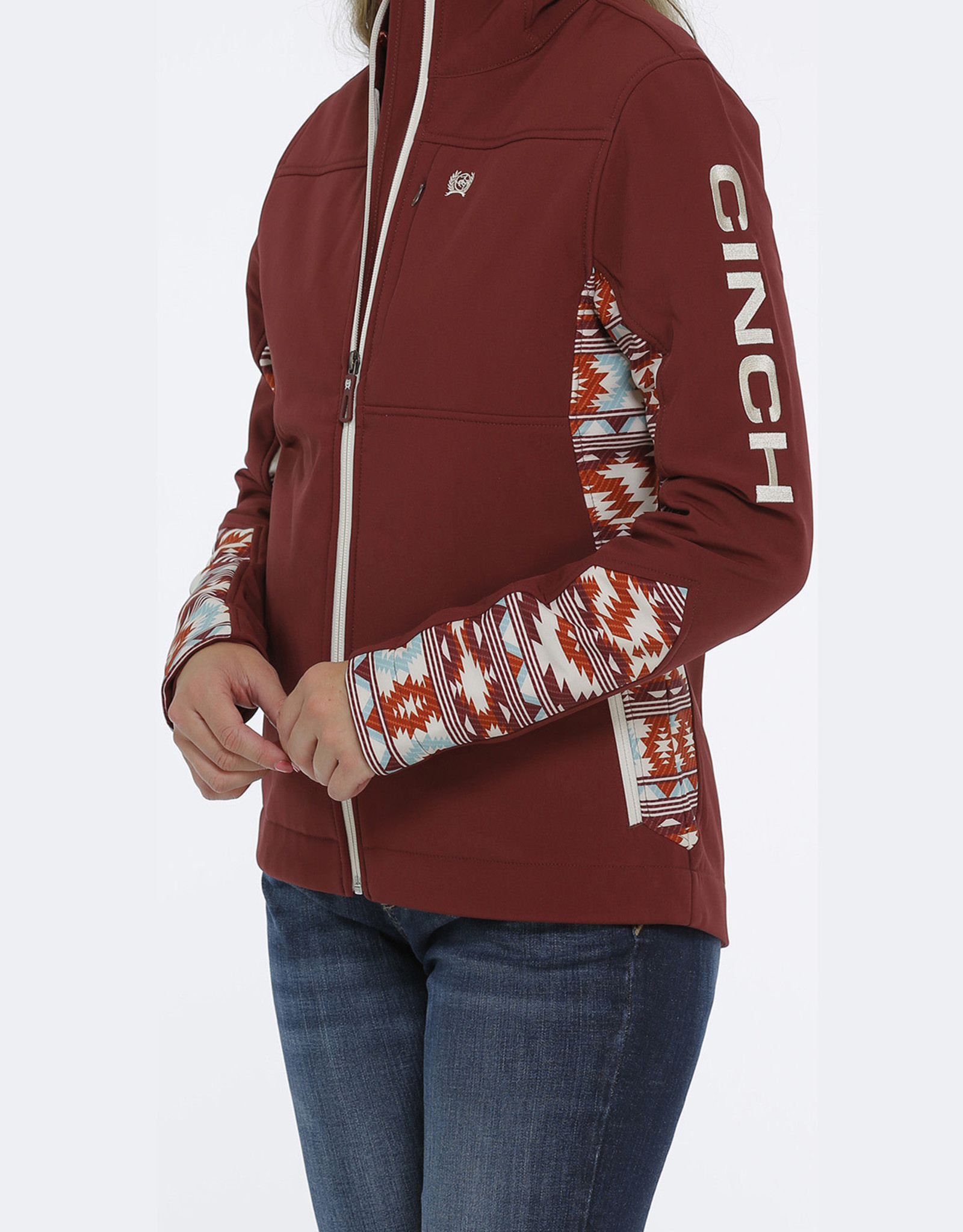 Cinch Womens Cinch Burgundy Aztec Panel Bonded Concealed Carry Jacket