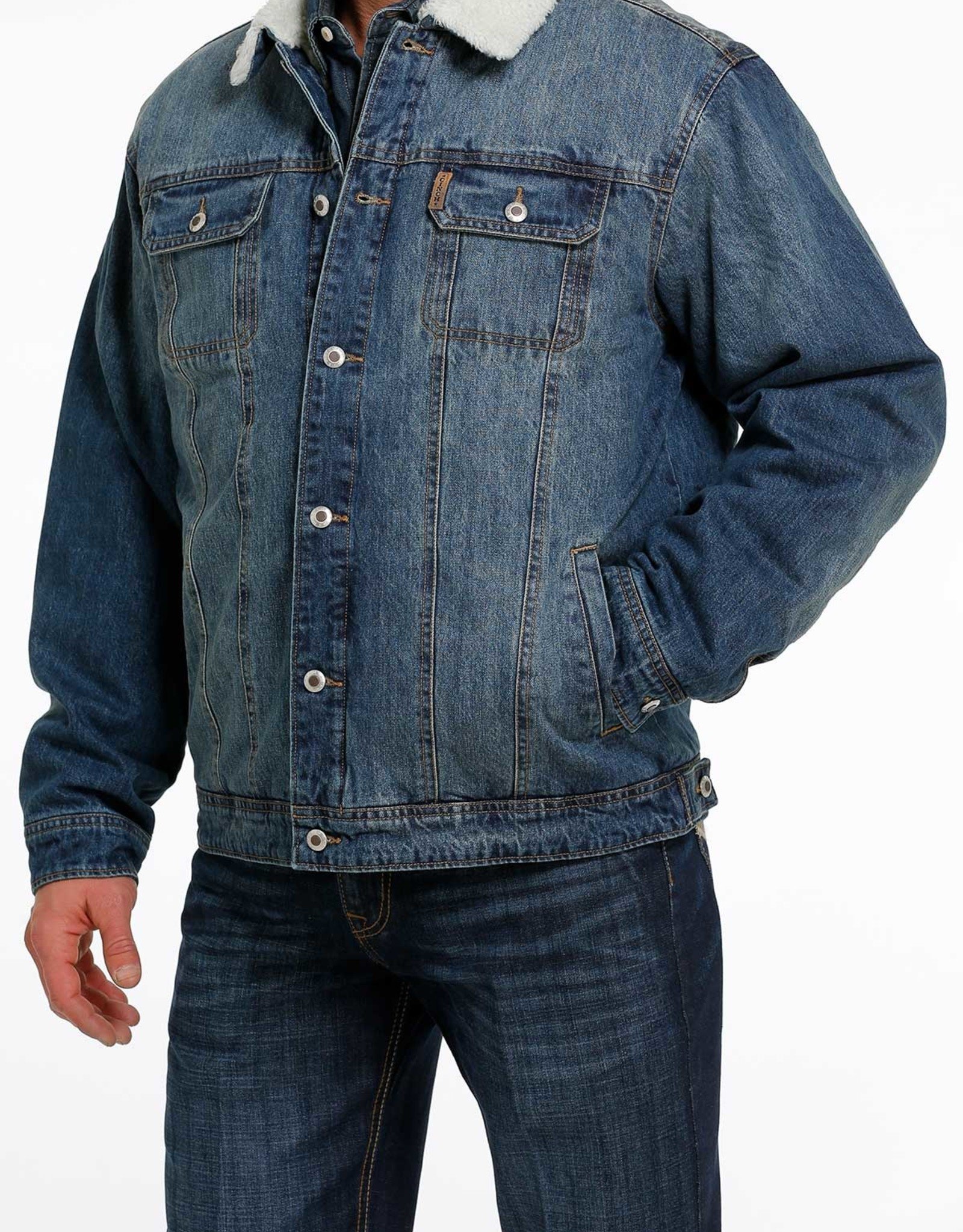 Cinch Mens Cinch Concealed Carry Denim Sherpa Fleece Denim Jacket