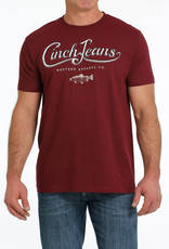 Cinch Mens Cinch Short Sleeve Heather Burgundy Branded Fishing T Shirt