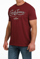 Cinch Mens Cinch Short Sleeve Heather Burgundy Branded Fishing T Shirt