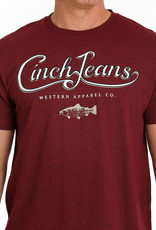 Cinch Mens Cinch Short Sleeve Heather Burgundy Branded Fishing T Shirt