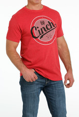 Cinch Mens Cinch Short Sleeve Heather Red Logo T Shirt