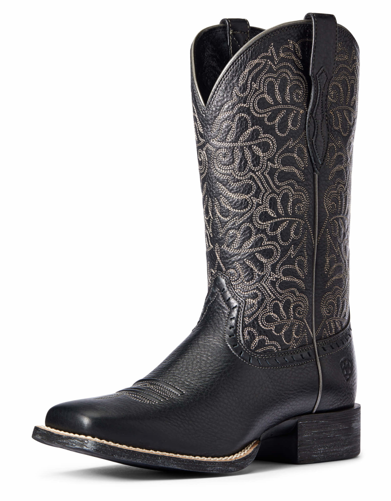 Ariat Womens Ariat Round Up Remuda Black Deertan Cowboy Boot