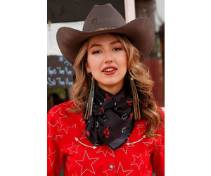 Wild Rag 35x35 Polyester Black Western Red Cowboy Hat