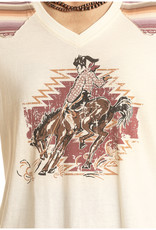 Womens Panhandle Slim Pastel Serape Yoke Bucking Horse Short sleeve T Shirt