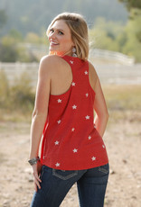 Womens Cruel Girl Heather Red Stars Stripes Running Horse Razer Tank Top