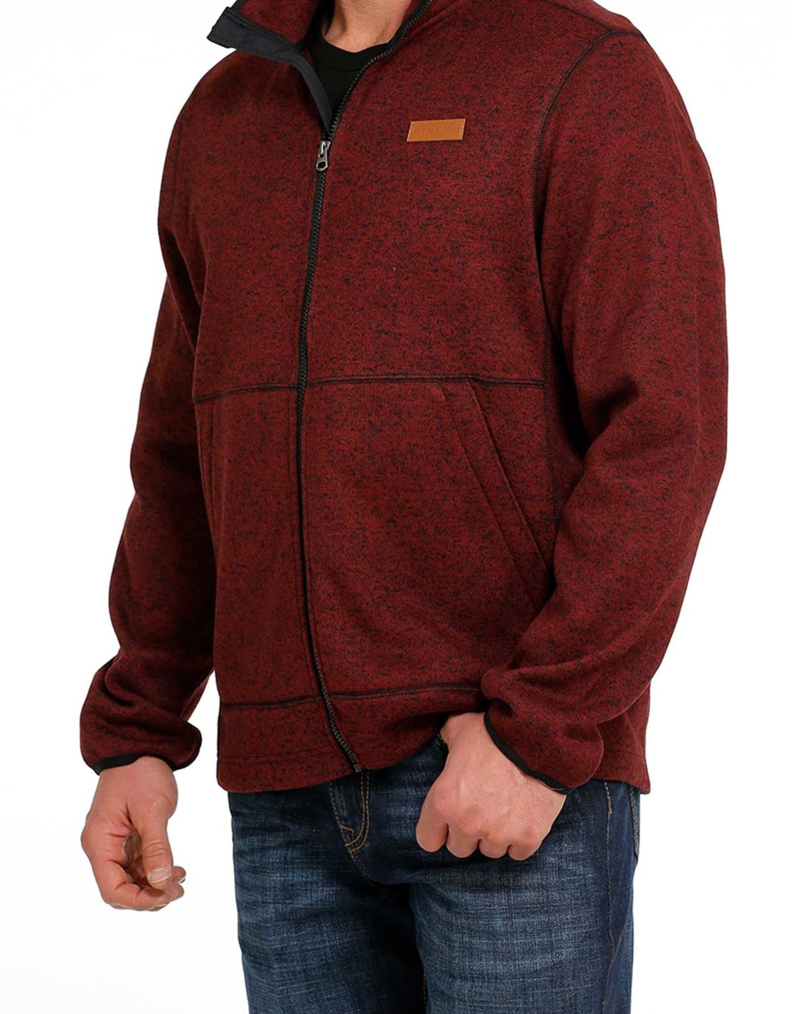 Cinch Mens Cinch  Burgundy Full Zipper Sweater Jacket