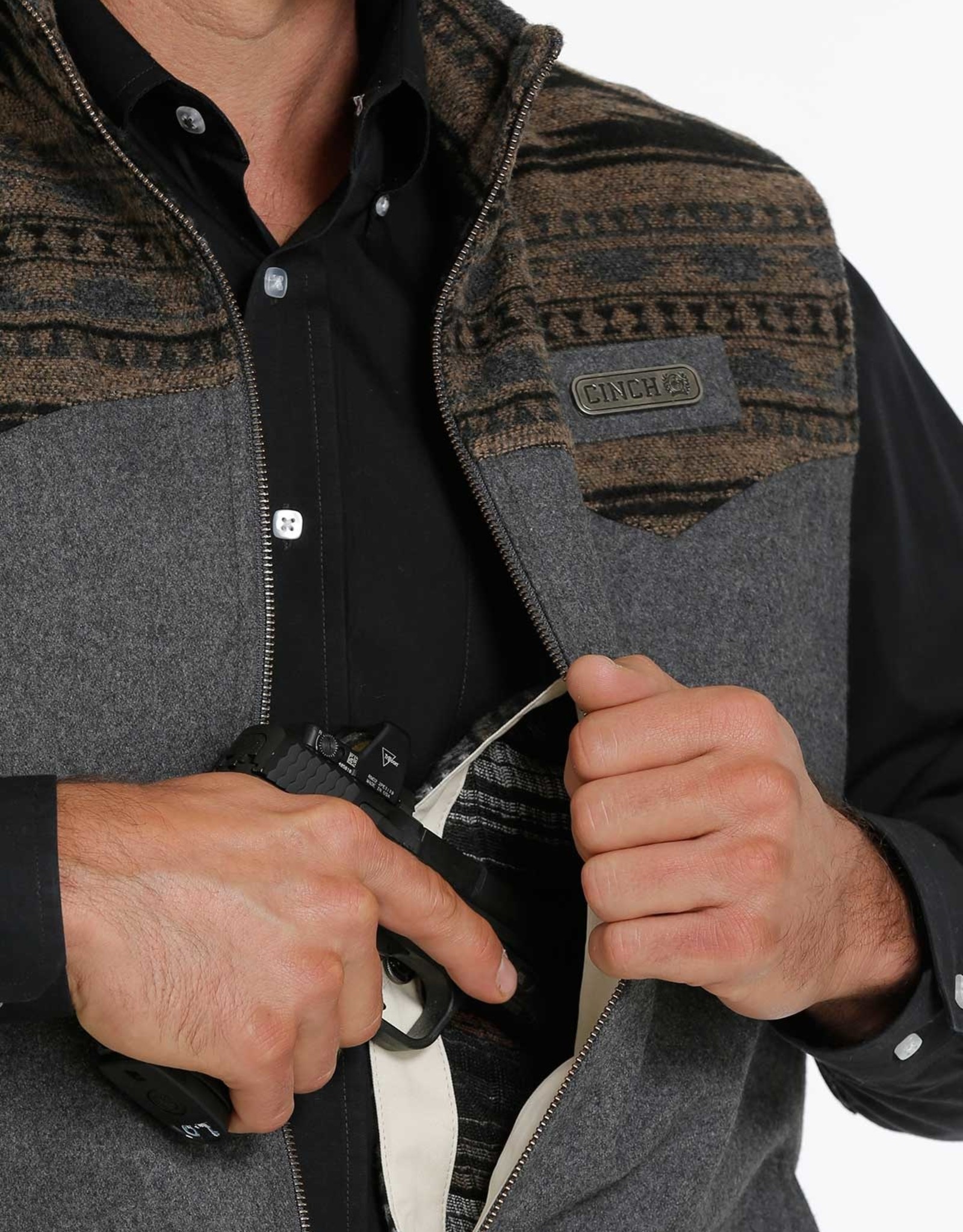 Cinch Mens Cinch Concealed Carry Wooly Fleece Vest