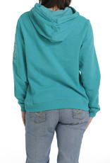 Cinch Womens Cinch Heather Teal Pullover Hoodie with Logo on Sleeve