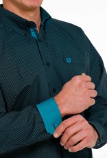 Cinch Mens Cinch Long Sleeve Black Teal Print Western Button Down Shirt