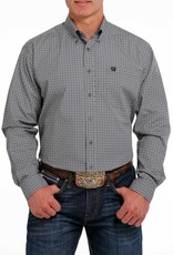 Cinch Mens Cinch Long Sleeve Grey Black Print Western Button Down Shirt