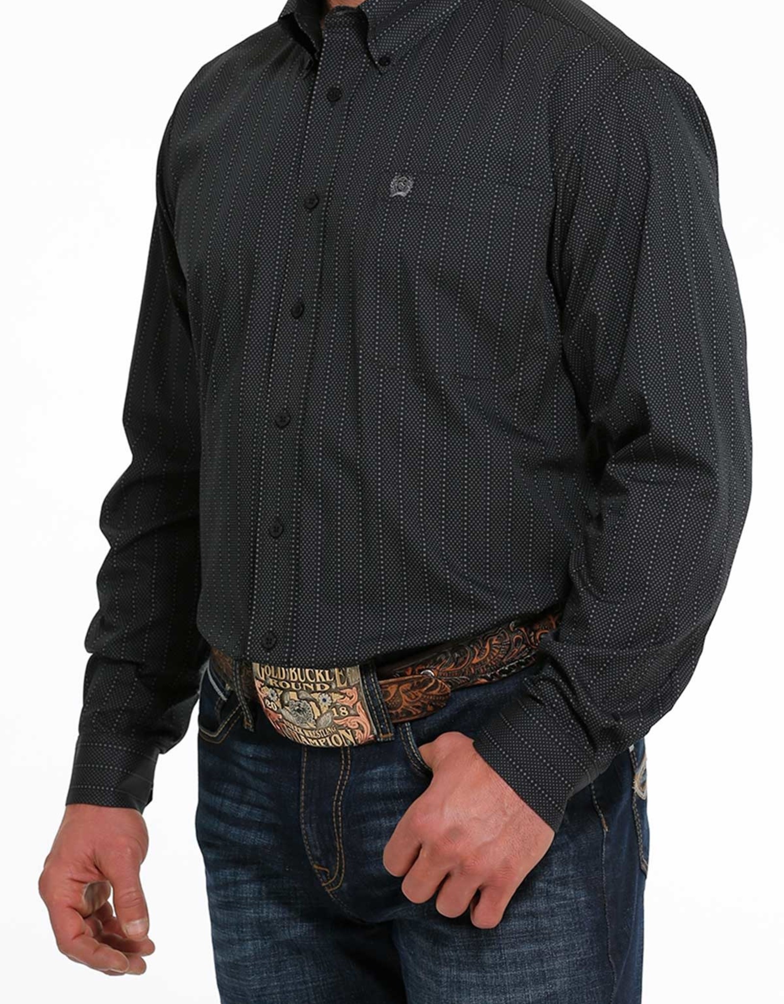 Cinch Mens Cinch Long Sleeve Black Print Western Button Down Shirt