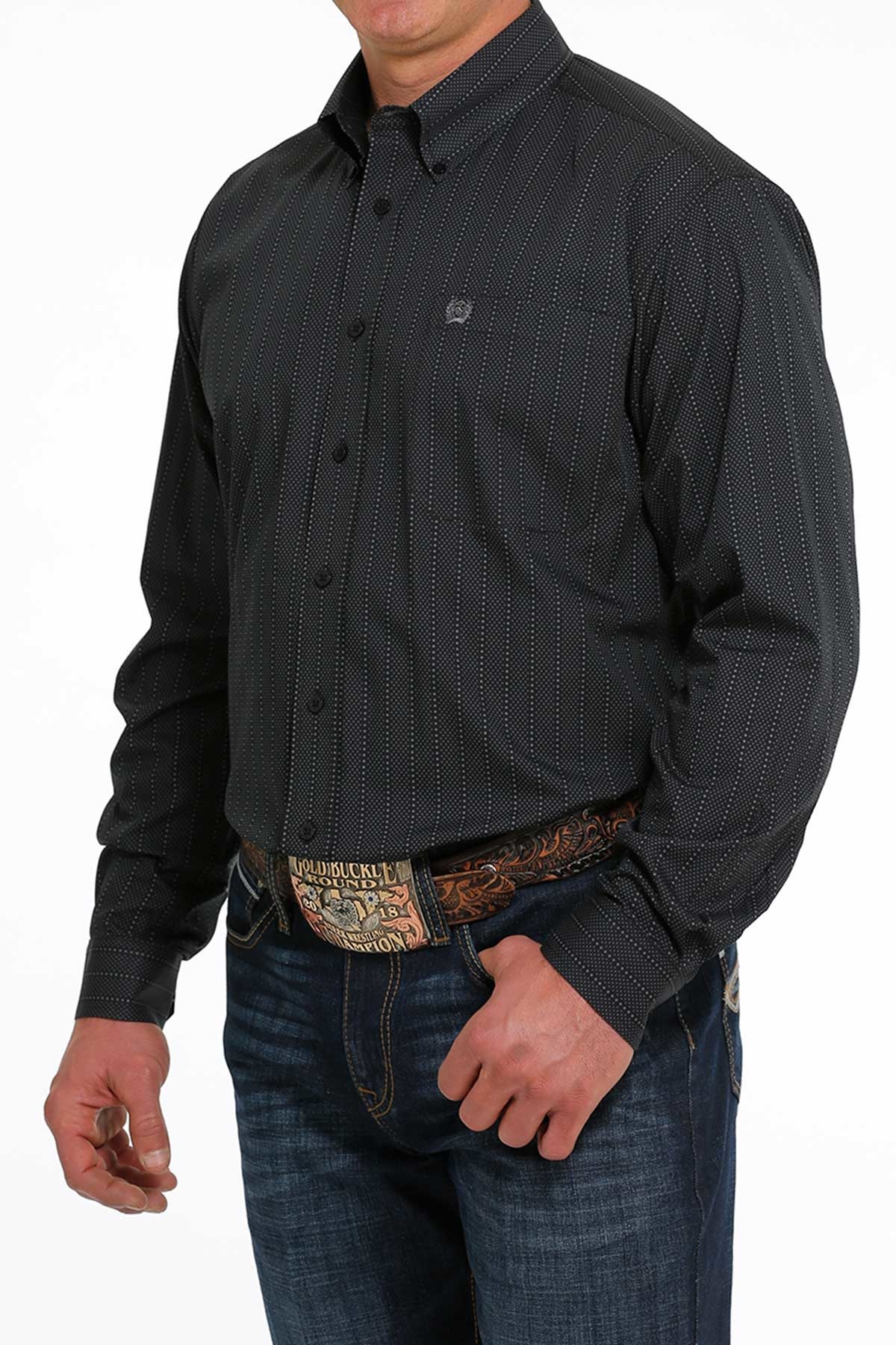 Men's Cinch Weave Print Button-Down Western Shirt-Brown