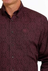 Cinch Mens Cinch Long Sleeve Deep Purple Medallion Print Western Button Shirt