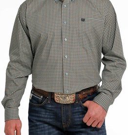 Cinch Mens Cinch Long Sleeve Light Blue Gold Print Western Button Shirt