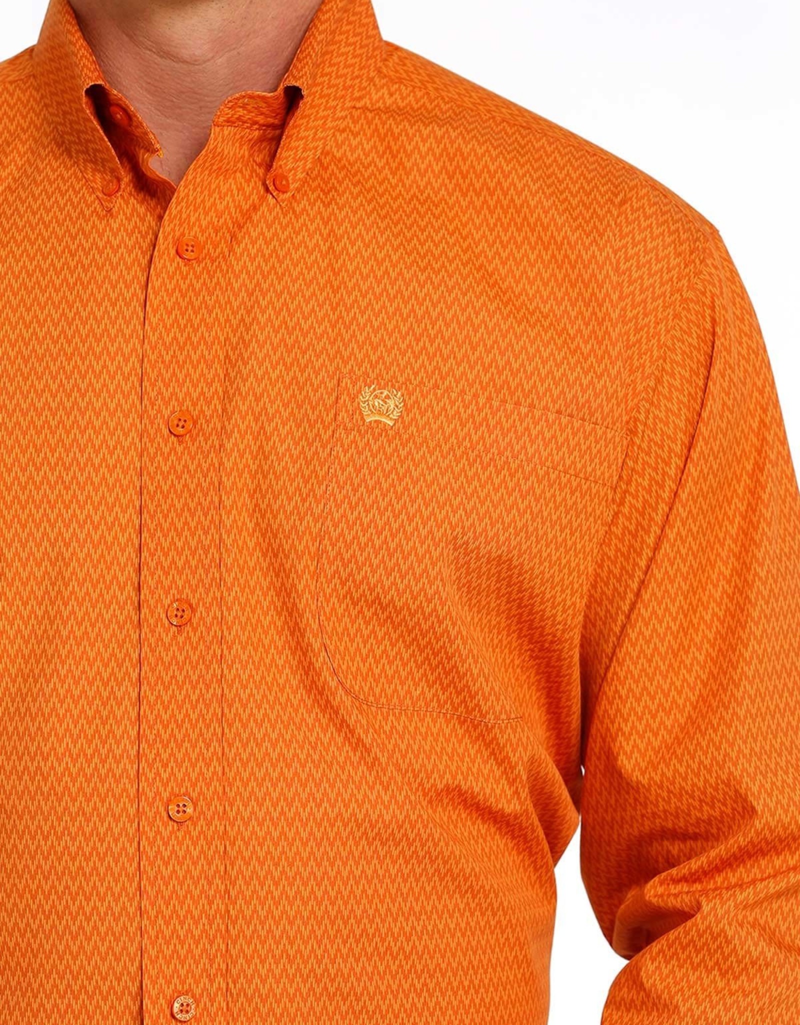 Cinch Mens Cinch Orange Chevron Long Sleeve Print Western Button Shirt