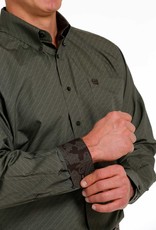 Cinch Mens Cinch Olive Chocolate Long Sleeve Print Western Button Shirt