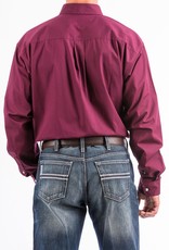 Cinch Cinch Long Sleeve Solid Burgundy Button Down Western  Shirt