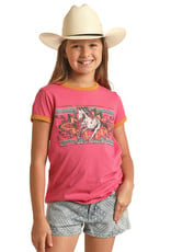 Girls Rock & Roll Pink Aztec Horse Print Short Sleeve T Shirt