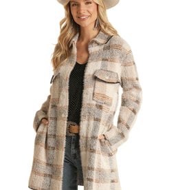 Womens Rock N Roll Tan Plaid Sweater Jacket