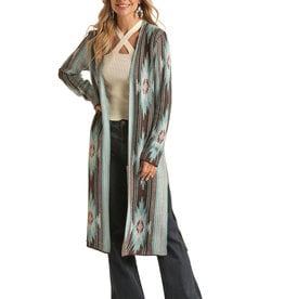 Womens  Aztec Long Cardigan Sweater Duster